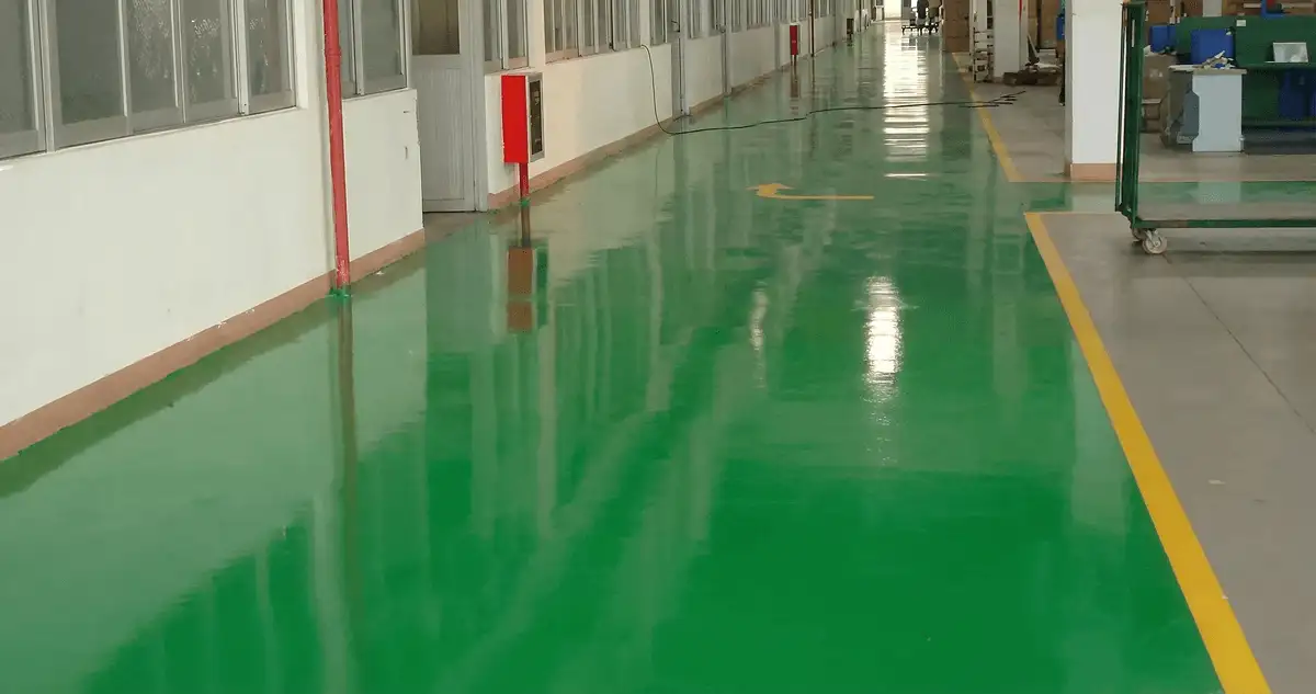 A factory floor professionally covered and marked with epoxy flooring in New Haven, CT